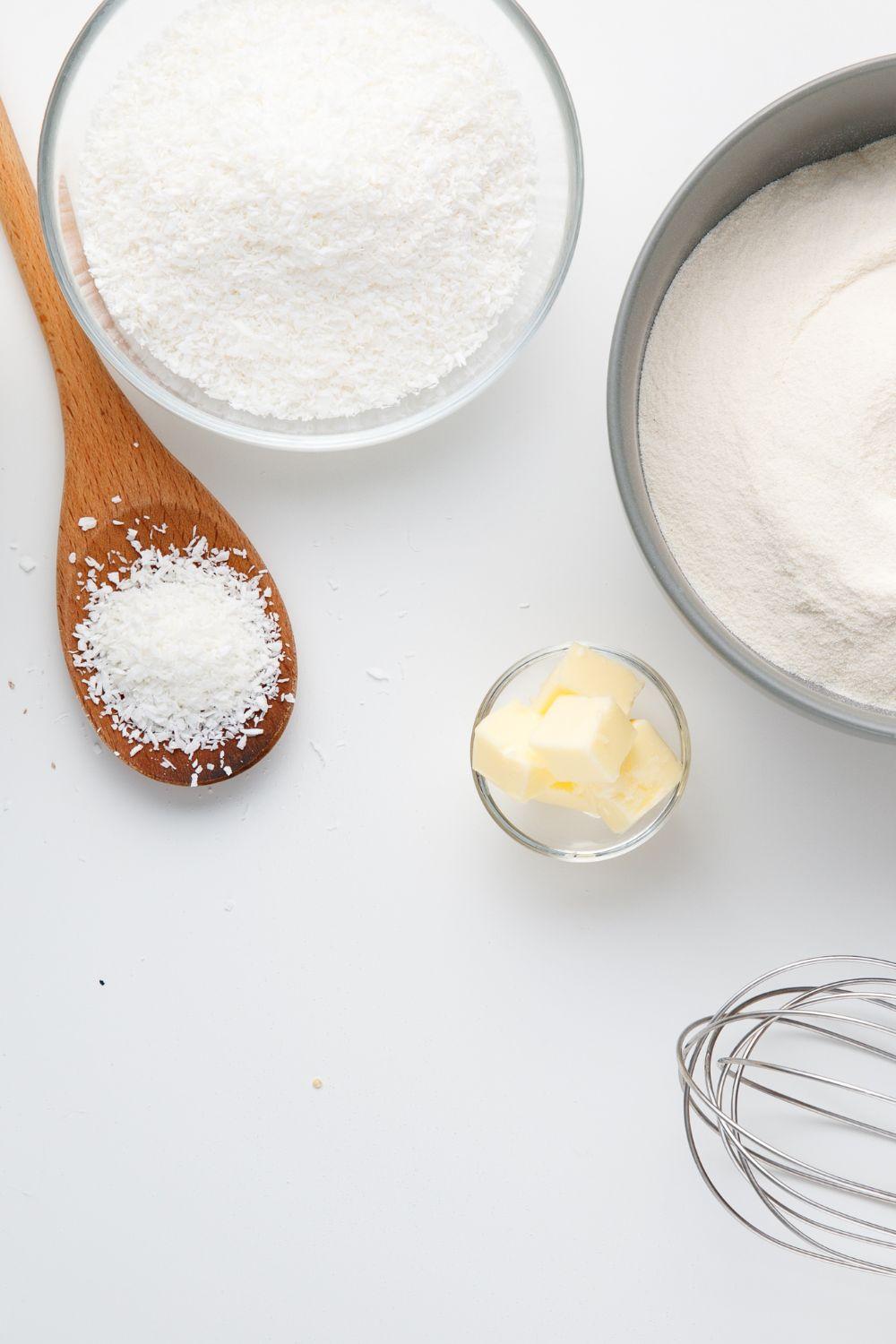 Baking Tools and Materials on White Surface
