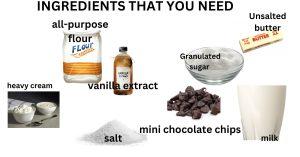 Ingredients for Salted Caramel cookie dough Creation